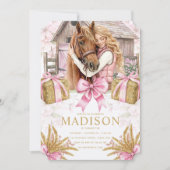 Blush Barn Horse Birthday Invitation with Girl Einladung (Vorderseite)