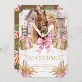 Blush Barn Horse Birthday Invitation with Girl Einladung