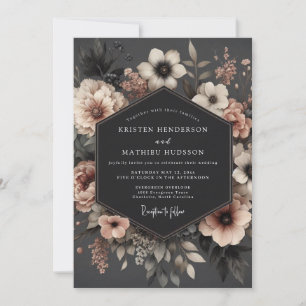 Blush Barocke Blütenhochzeit Einladung