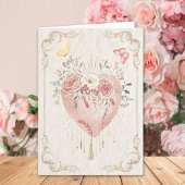 Blush Baroque Floral Sacred Heart Happy Valentines Karte