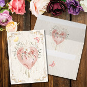 Blush Baroque Floral Sacred Heart Happy Valentines Karte