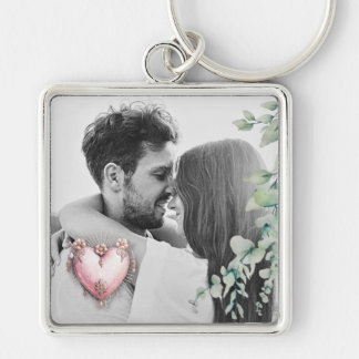 Blush Baroque Heart with Floral Romance Frame Schlüsselanhänger