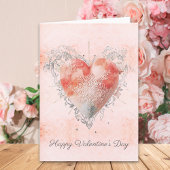 Blush Baroque Lace Sacred Heart Valentines Day Karte