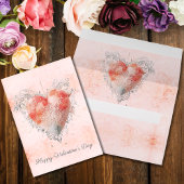 Blush Baroque Lace Sacred Heart Valentines Day Karte