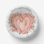 Blush Baroque Rococo Floral Heart Galentine   Pappteller (Vorderseite)
