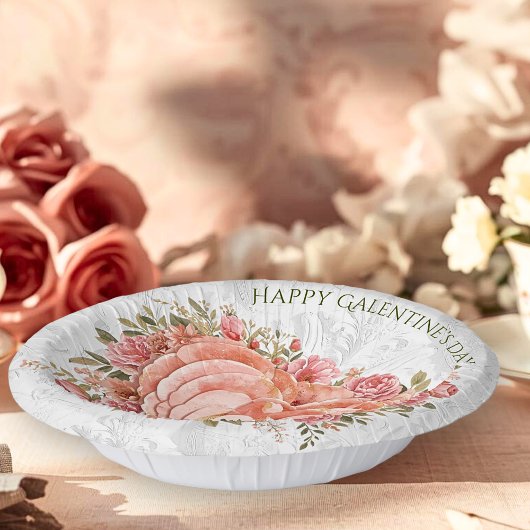 Blush Baroque Rococo Floral Heart Galentine   Pappteller