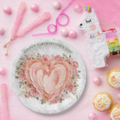 Blush Baroque Rococo Floral Heart Galentine   Pappteller (Party)