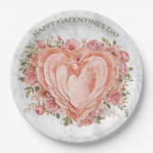 Blush Baroque Rococo Floral Heart Galentine   Pappteller (Vorderseite)