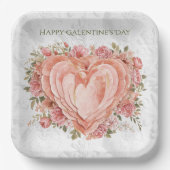 Blush Baroque Rococo Floral Heart Galentine   Pappteller (Vorderseite)