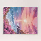 Blush Beach Bay | Ozean-Sonnenuntergang Rosa Wasse Puzzle (Horizontal)