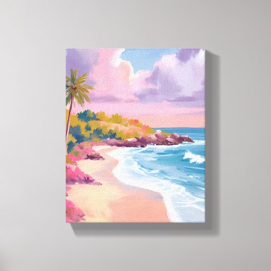 Blush Beach | Pink Ocean Painting Leinwanddruck (Vorderseite)
