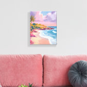 Blush Beach | Pink Ocean Painting Leinwanddruck (Insitu (Wohnzimmer))