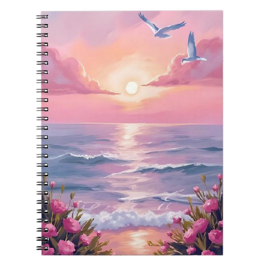 Blush Beach | Pink Ocean Sunset Coastal Watercolor Notizblock (Vorderseite)