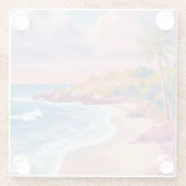 Blush Beach | Rosa Ozean Gemälde Glasuntersetzer (Rückseite)