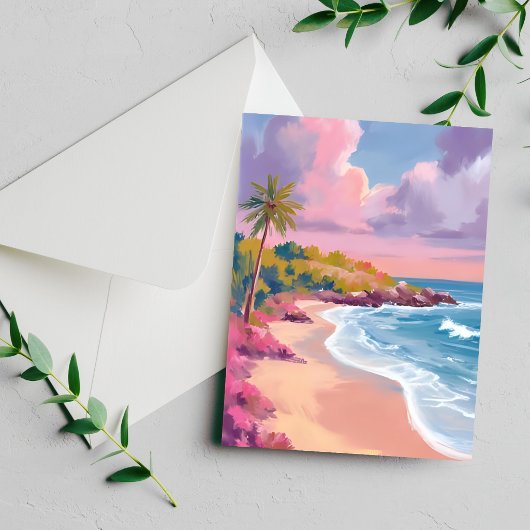 Blush Beach | Rosa-Ozean-Gemäldekarte