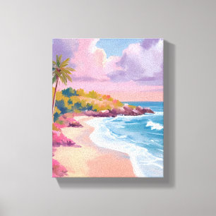 Blush Beach   Rosa Ozean Malerei Leinwanddruck
