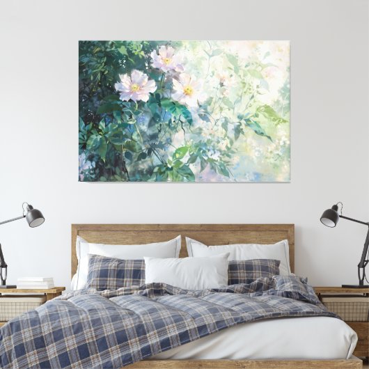 *~* Blush Beach Rose TV2 Stretched Canvas Print Leinwanddruck (Insitu (Schlafzimmer))