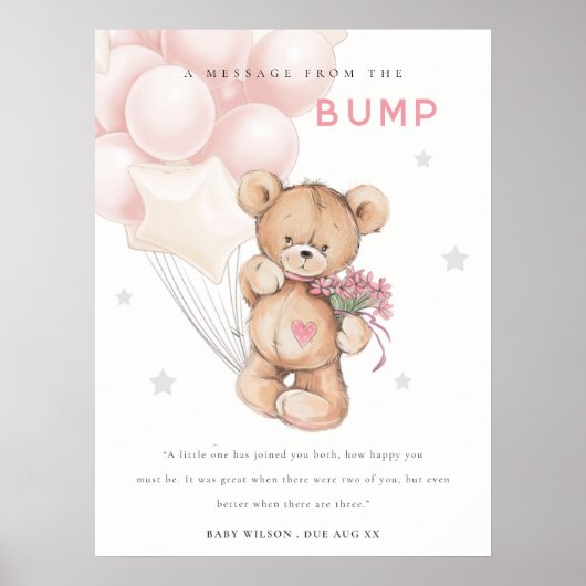 Blush Bear Ballon Nachricht von Bump Baby Show Poster (Vorne)