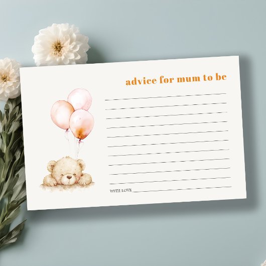 Blush Bear Ballon Ratschlag für Mama Baby Dusche