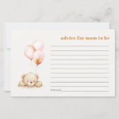 Blush Bear Ballon Ratschlag für Mama Baby Dusche (Vorderseite)