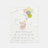 Blush Bear Balloon Girly Monogram Baby Milestone Fleecedecke (Vorderseite)