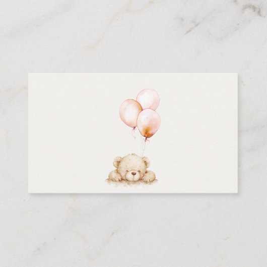 Blush Bearly Wait Balloon Baby Display Dusche Begleitkarte (Rückseite)