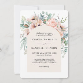 Blush Beige Boho Poppies and Greenerity Wedding Einladung