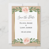 Blush Beige Floral Elegantes Script Gold Hochzeit Save The Date (Vorderseite)