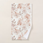 Blush Beige Floral Watercolor Pattern Badhandtuch Set (Handtuch)