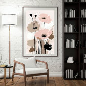 Blush & Beige Mohnblumen Kunst, Dichtung und Musik Poster