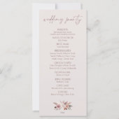 Blush Beige Pampas Floral Boho Hochzeitsprogramm (Rückseite)