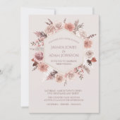 Blush Beige Pampas Floral Boho Wedding Einladung (Vorderseite)
