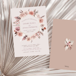 Blush Beige Pampas Floral Boho Wedding Einladung