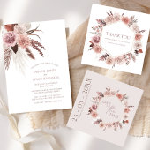 Blush Beige Pampas Floral Boho Wedding Einladung