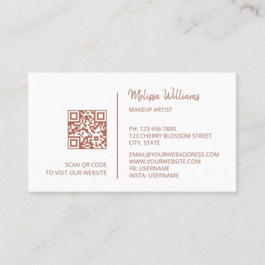 Blush Beige | QR Code Business Card Visitenkarte (Rückseite)