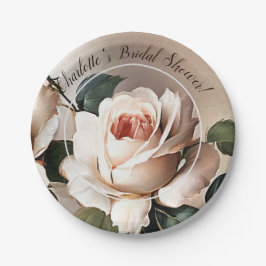 Blush Beige Rose Blume Brautparty Pappteller