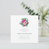 Blush Berry Floral Engagement Party Magenta Einladung (Stehend Vorderseite)