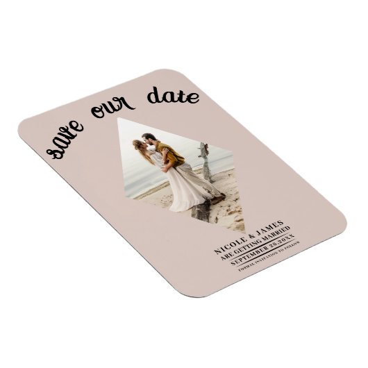 Blush Bisque Diamond Foto Hochzeit speichern Sie d Magnet (Rechte Seite)
