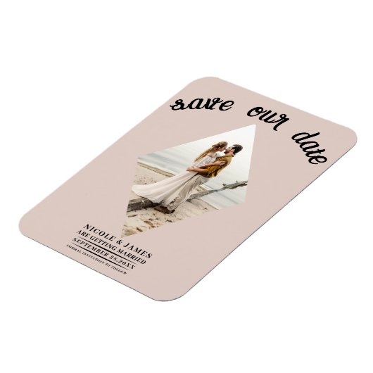Blush Bisque Diamond Foto Hochzeit speichern Sie d Magnet (Linke Seite)