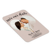 Blush Bisque Heart Foto Hochzeit Speichern Sie das Magnet (Rechte Seite)