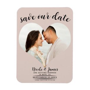 Blush Bisque Heart Foto Hochzeit Speichern Sie das Magnet