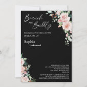 Blush Black Bridal Brunch mit Blütenblüte Einladung (Vorderseite)