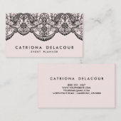 Blush & Black Brocade Lace Confetti Business Card Visitenkarte (Vorne/Hinten)