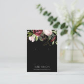 BLUSH BLACK BURGUNDY PROTEA FLORAL EARRING ANZEIGE VISITENKARTE (Stehend Vorderseite)