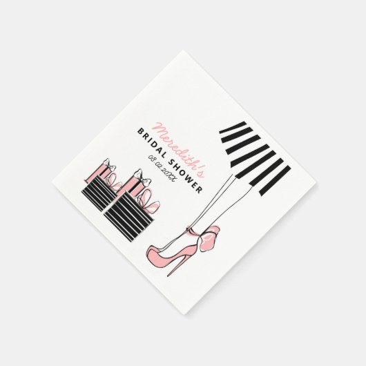 Blush Black Chic Brautparty Serviette (Ecke)