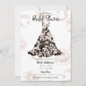 Blush Black Classy Bloral Rose Dress Brautparty Einladung (Vorderseite)