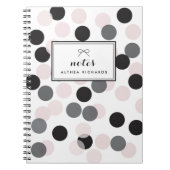 Blush & Black Confetti Dots Muster Personalisiert Notizblock (Vorderseite)