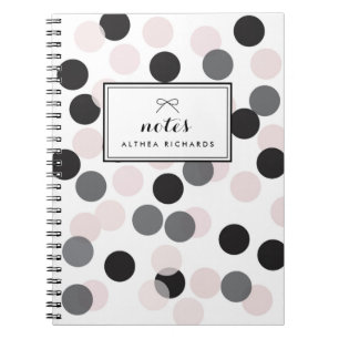 Blush & Black Confetti Dots Muster Personalisiert Notizblock