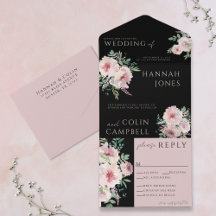 Blush & Black Elegante Wasserfarben