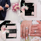 Blush & Black Elegante Wasserfarben Runder Aufkleber